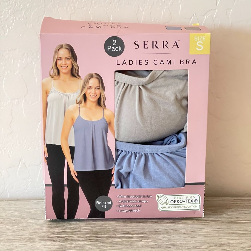 New Serra Set of 2 Cami Bra Tank Tops Relaxed Fit 2 Pack NWT Small